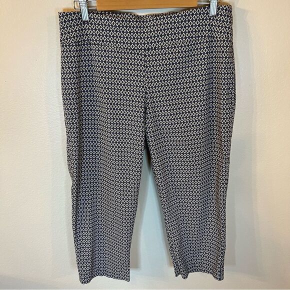 New Directions Pants Women Size 14 Pull-on Blue Diamond Design - Picture 1 of 5